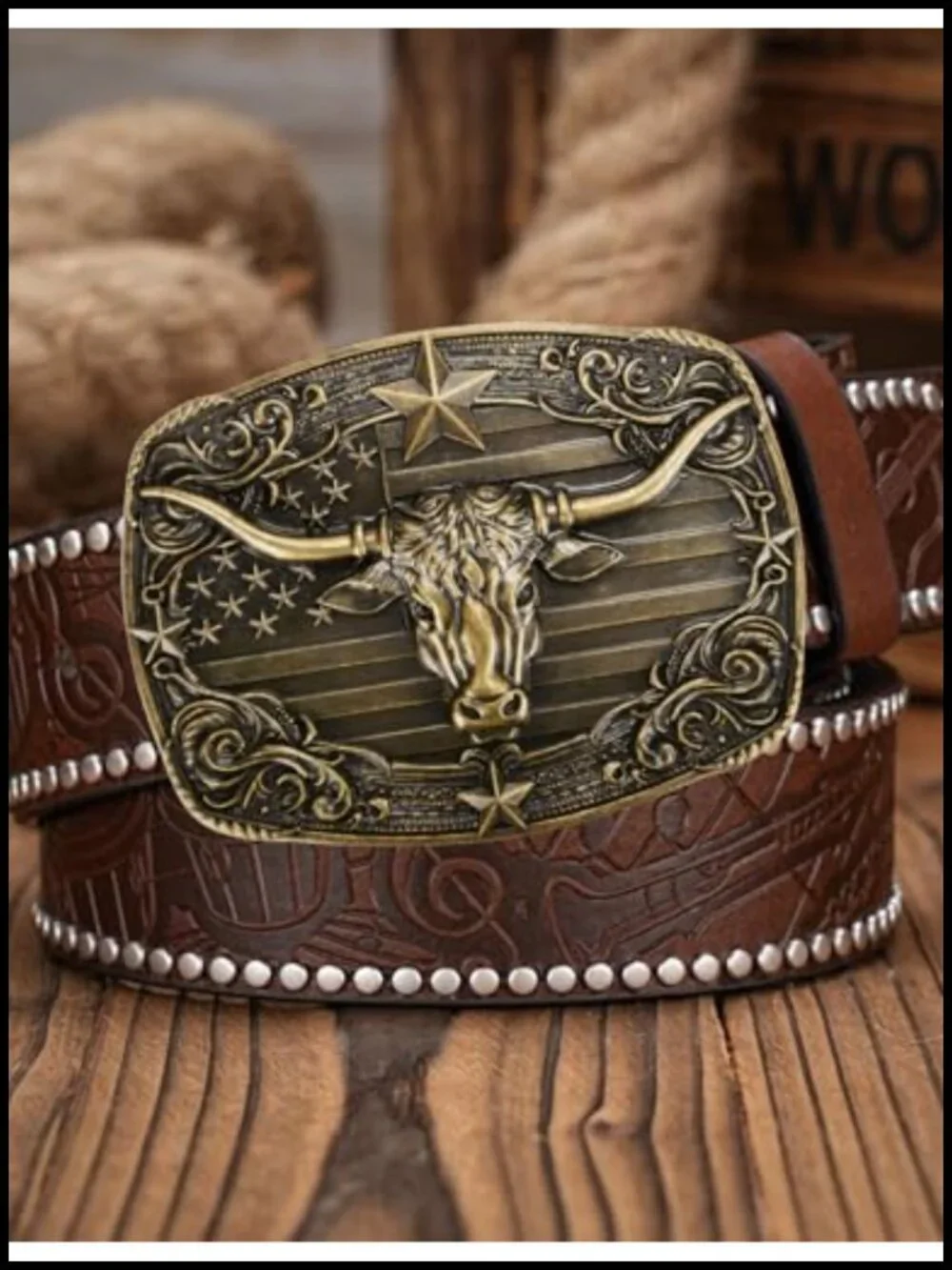 Western Belt Buckle Men Women Cowboy Longhorn Bull USA Flag Zinc Alloy 1.5 Inch